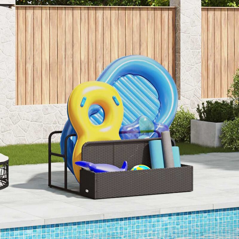 Vidaxl Schwarz Pool Aufbewahrungsbehälter 110X100x57 Cm Poly Rattan