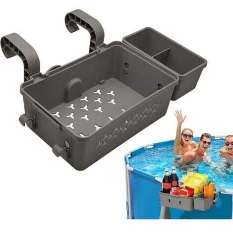Pool-Aufbewahrungskorb. recycelter Kunststoff. mit Getränkehalter. Garten-Pool-Organizer. Seitenkorb für oberirdische Pools. Pool-Zubehör