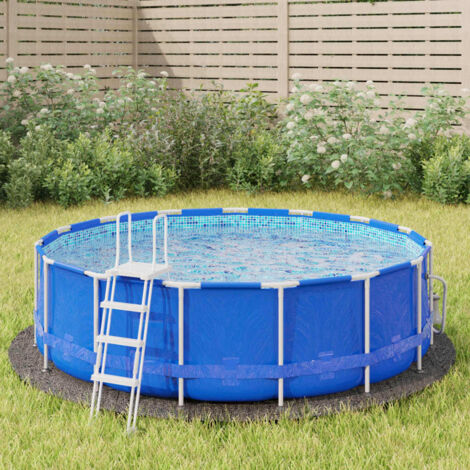 Pool-Bodentuch Hellgrau Ø306 cm Polyester Geotextil vidaXL