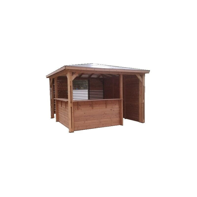 Habrita - Pool House Blueterm - 3,79 x 3,79 m - Bois Thermochauffé - Toit acp - Ventelles - Comptoirs