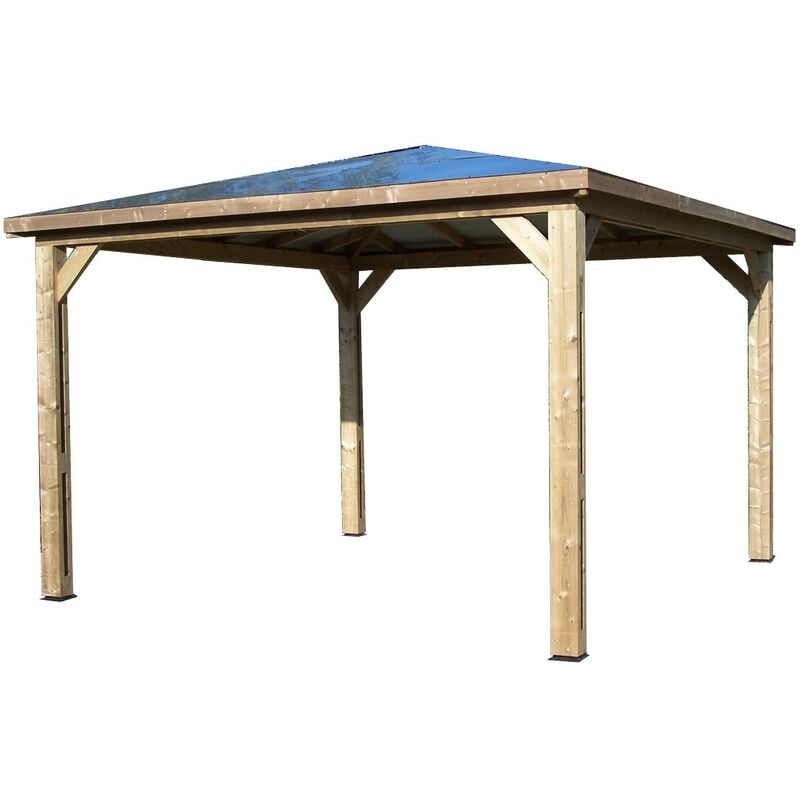 Foresta - habrita Pool House Blueterm en bois thermochauffé avec toit en panneaux acp - 3,49 x 3,53 m