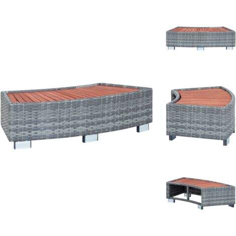 Pool-Lleiter, -treppen & -rampen - Living Spa-Einstiegsstufe Grau Poly Rattan 92×45×25 cm