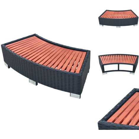 Pool-Lleiter, -treppen & -rampen - Living Spa-Einstiegsstufe Poly Rattan 92×45×25 cm Schwarz