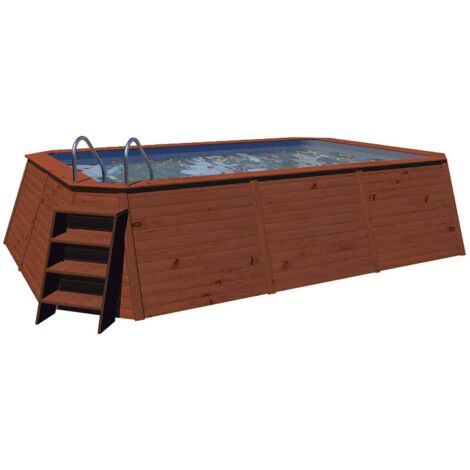 Pool mit Holzverkleidung K2O 490x293x110 cm Sandfilteranlage 3.028 L/S mit Leiter