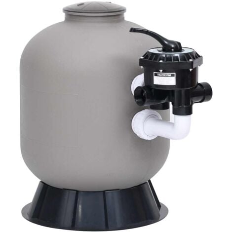 Pool Sand Filter with Side Mount 6-Way Valve Grey vidaXL