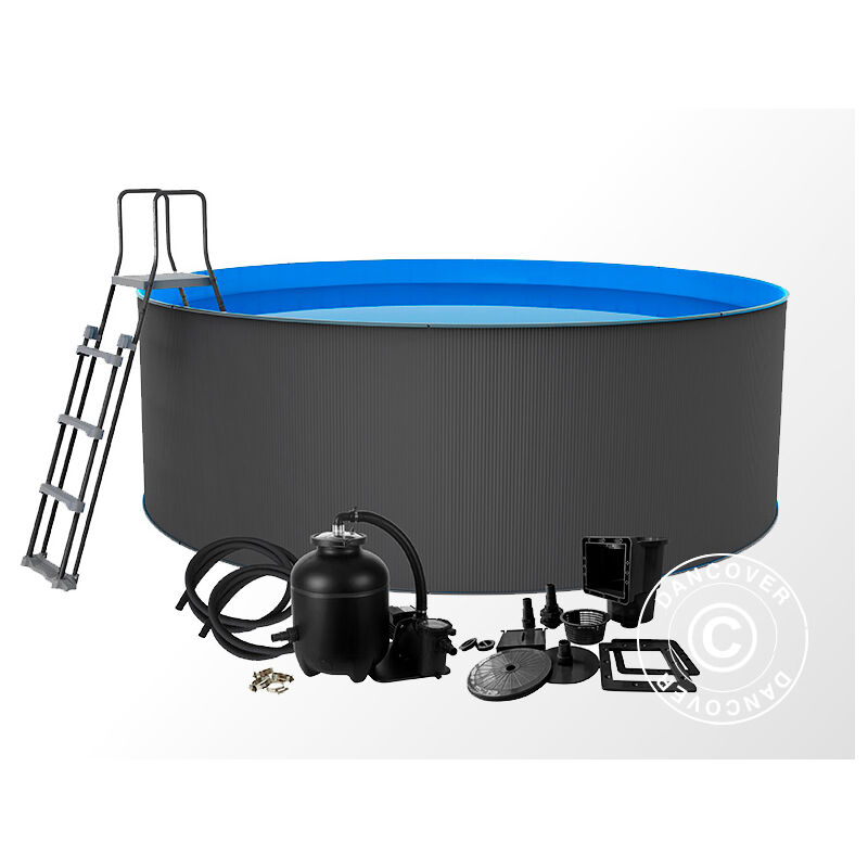 Piscina Santorini 120 Xl Ø460Cm Con Cubiertas + Cubierta Para El Fondo, Antracita - Antracita
