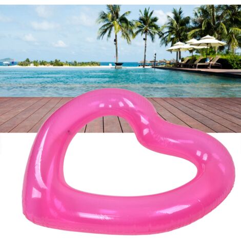 [Pool-Schwimmhilfe] Leichte und romantische, herzförmige Schwimmhilfe aus rosa PVC für sommerliche Poolfahrten, Lieferung ohne Luftzufuhr – 120 x 90 cm vor dem Aufblasen, 110 x 90 cm nach dem Aufblase