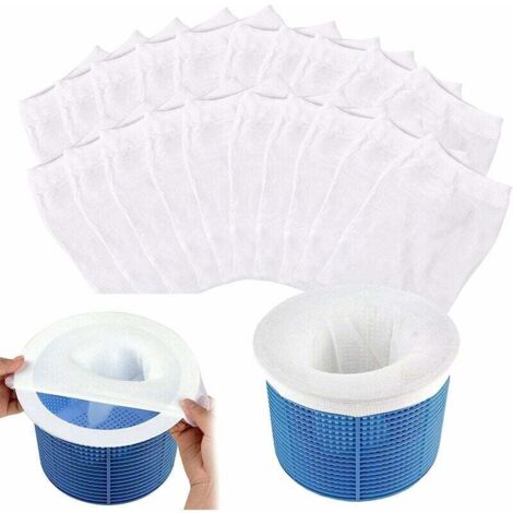 Pool-Skimmer-Socken, 20 Stück, Pool-Skimmer-Socken, Skimmer-Vorfilter, Skimmer-Korb, elastischer Nylon-Schwimmbad-Vorfilter zum Auffangen von Pollen, Blättern, Haaren