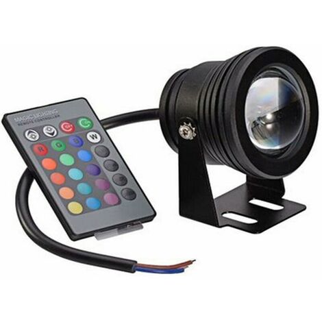 Pool Source LED Lamp Remote Control Underwater Light Color Changing Aquarium Pond Lights (Black Shell RGB) 10 W [Energy Class A]