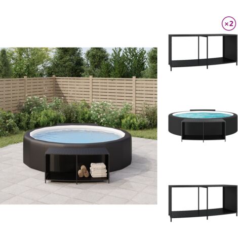 Pool- & Whirlpool-Zubehör - Living Outdoor-Regale 2 Stk. Schwarz Poly Rattan