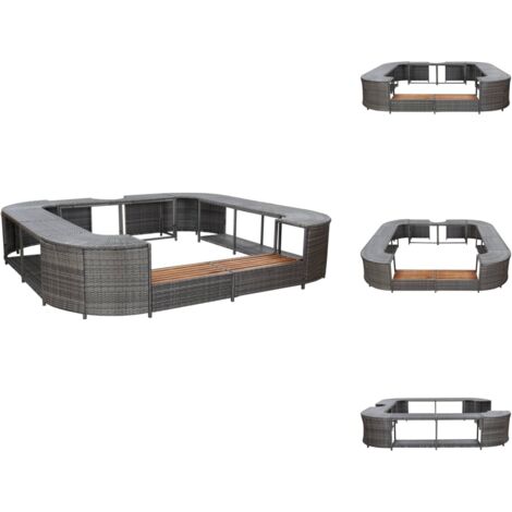 Pool- & Whirlpool-Zubehör - Living Whirlpool-Umrandung Quadratisch Grau 268x268x55 cm Poly Rattan