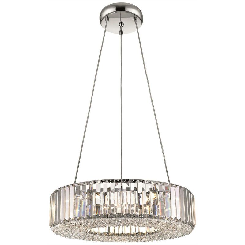 Spring Lighting - 6 Light Large Ceiling Pendant Chrome, Clear with Crystals, G9