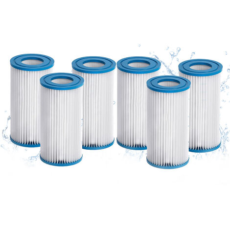 Poolfilter A oder C (29000e/59900e) für INTEX Poolpumpe, 6er-Pack Poolfilterkartusche, Poolfilter Typ A/C, kompatibel mit Bestway, Summer Waves Overground Pools und PumpsWhite