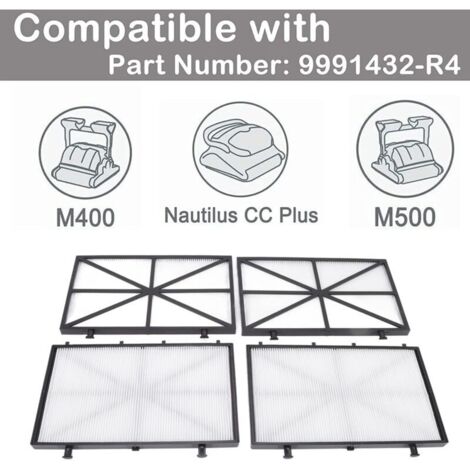 Poolreinigerfilter, 4er-Pack ultrafeine Ersatzfilterkartuschen für Roboterpools, kompatibel mit Dolphin M400, M500, Nautilus, CC Plus, Teilenummer 9991432-R4