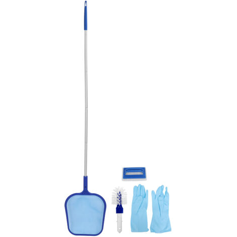 Poolreinigungsset mit Skimmernetz, Bürste, Handschuhen und Zubehör
