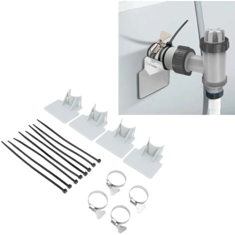 Poolschlauchhalterung – ABS & Metall – 4 Halterungen – Metallclip und Klemmen