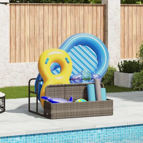 Poolside Float Storage Grey 110x100x57 cm Poly Rattan vidaXL