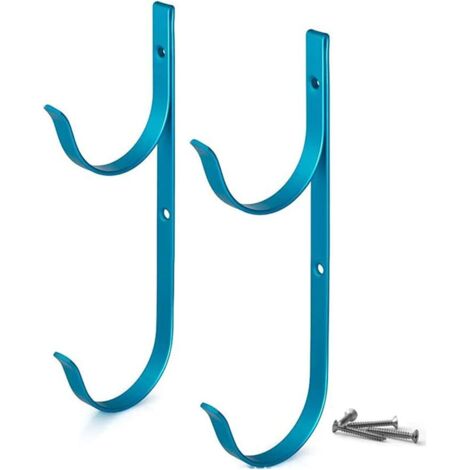 Poolstangenhalterung, Aluminium-Poolhaken, für Teleskopstangen, Skimmer, Laubrechen, Kescher, Bürste, Vakuumschlauch (blau, 2 Stück))