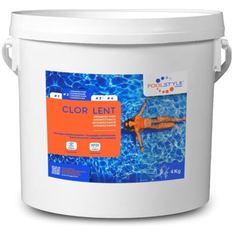 Poolstyle Tricloro Cloro Lento in Pastiglie da 250 Gr Lenta Dissoluzione 90% - Kg 4 - Prodotto Chimico per Piscina - Alta Qualità