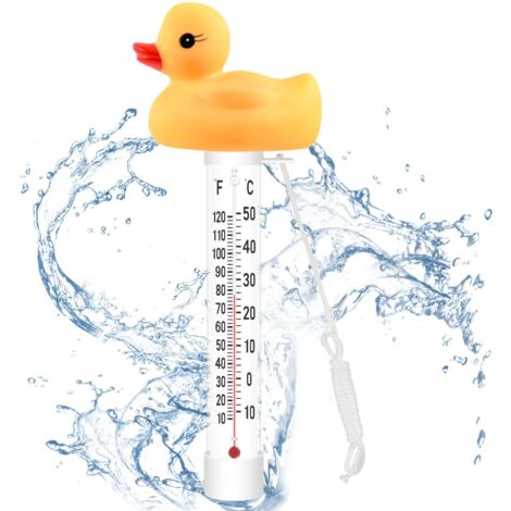 Poolthermometer, schwimmendes Poolthermometer, Poolthermometer mit Schnur, schwimmendes Poolthermometer für Schwimmbäder, Spas, Aquarien, Fischteiche (Kleine gelbe Ente)