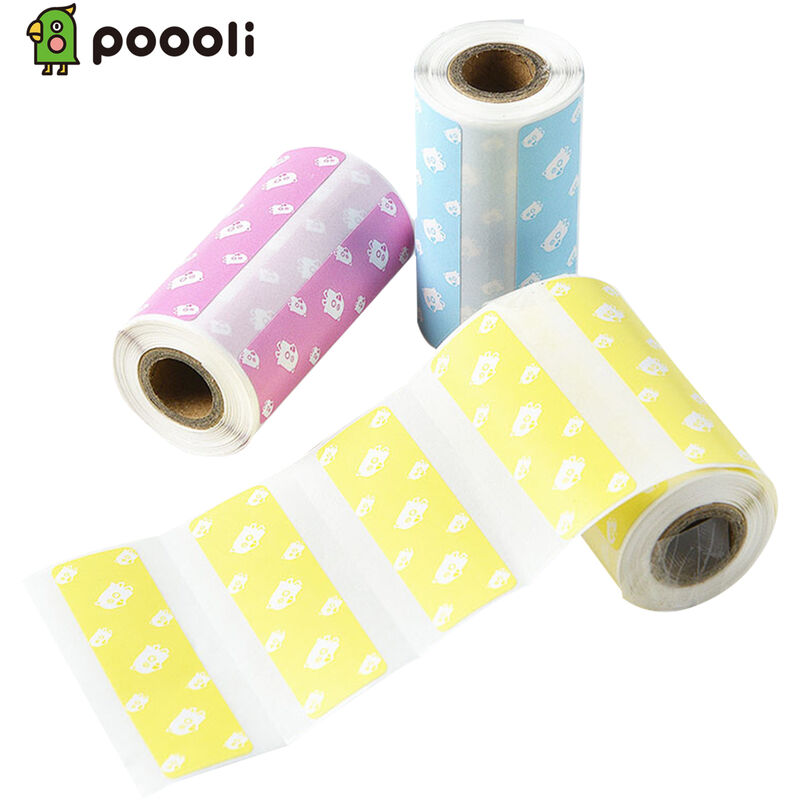 

Poooli 3 rollos de papel de etiqueta termica de color adhesivo fuerte sin BPA 57x30 mm / 2,24x1,18 pulgadas para impresora termica Poooli L1 / L2 /