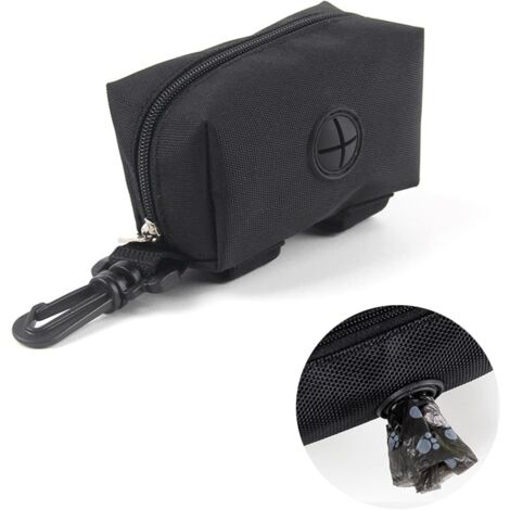 Poop Bag Dispenser, Poop Bag Holder, Dog Poop Bag Dispenser, Portable Fabric Poop Bag, Waste Bag Dispenser with Hook, Black