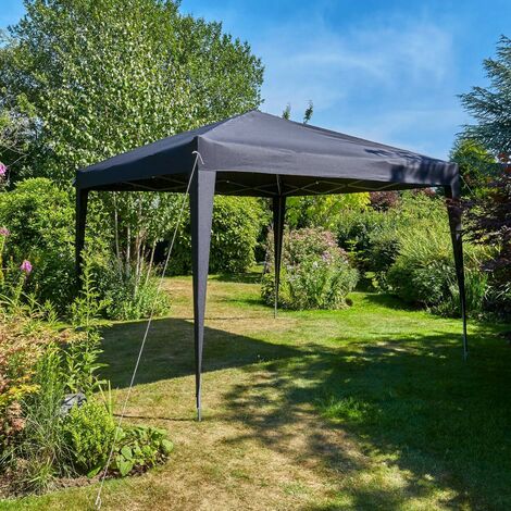 Pop Up Gazebo 3m x 3m Outdoor Garden Marquee Tent Easy Up Black With Carry Bag
