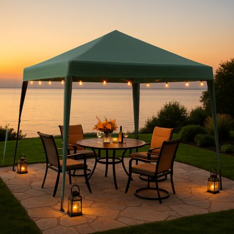 Pop Up Gazebo 3m x 3m Outdoor Garden Marquee Tent Easy Up Green With Carry Bag