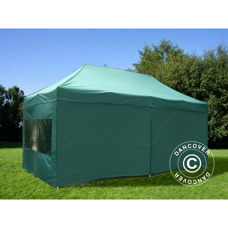 Pop Up Gazebo Flextents Pop Up Canopy Folding Tent Pro 3X6 M Green, Incl. 6 Sidewalls - Green