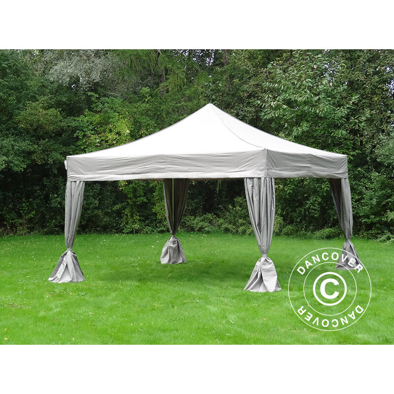 Pop Up Gazebo Flextents Pop Up Canopy Folding Tent Pro 4X4 M Latte, Incl. 4 Decorative Curtains - Latte