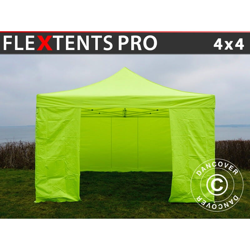 Pop up gazebo FleXtents Pop up canopy Folding tent PRO 4x4 m Neon