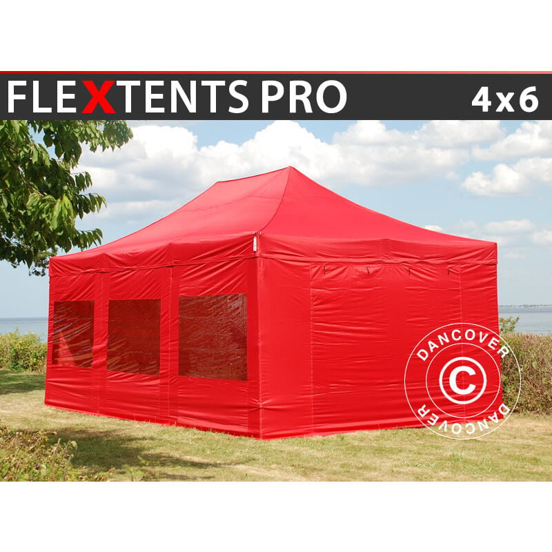 Dancover - Pop up gazebo FleXtents Pop up canopy Folding tent pro 4x6 m Red,