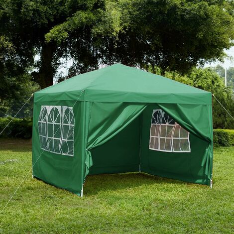 Pop Up Gazebo With Sides 3x3m, Green