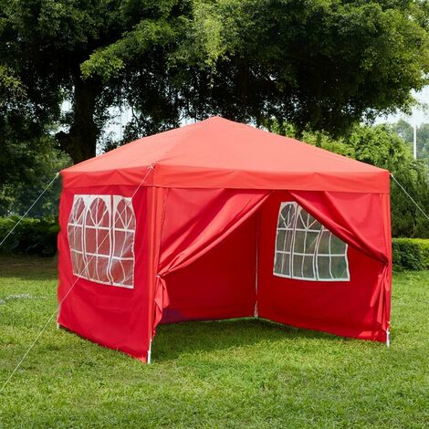 Pop Up Gazebo With Sides 3x3m, Red