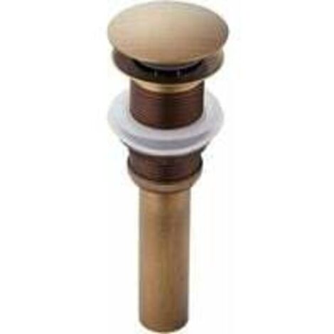 Pop-up Rétro Bouchon Bonde de Lavabo Vidange Clic-clac sans Trop-Plein en Laiton Bronzé Universel Valve Draineur dEvier Vasque Siphon sans Trou de Débordement Poli- sans Trop-Plein