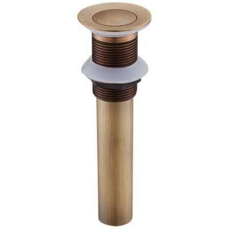 Pop-up Rétro Bouchon Bonde de Lavabo Vidange Clic-clac sans Trop-Plein en Laiton Bronzé Universel(Couvercle rabattable antique sans trous)