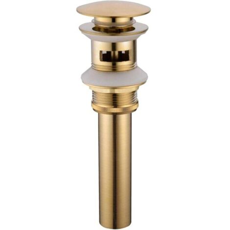 Pop-up Rétro Bouchon Bonde de Lavabo Vidange Clic- en Laiton Bronzé Universel Valve Draineur d’Evier Vasque Siphon Trou de Débordement Poli
