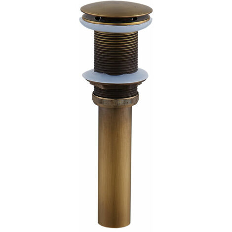 Pop-up Rétro Bouchon Bonde de Lavabo Vidange sans Trop-Plein en Laiton Bronzé Universel Valve Draineur dEvier Vasque Siphon sans Trou de Débordement Poli,621cm