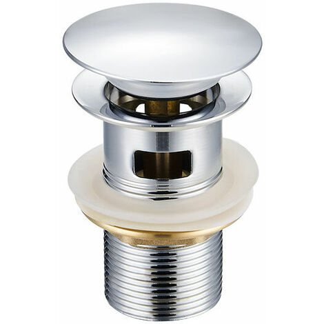 Pop-up Sink Drain Without Overflow, Brass Push Open Sink Valve Waste, Chrome G 1-1/4"