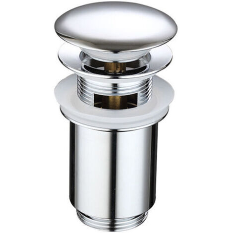 Pop-up-Waschbeckenablauf aus Messing, Badezimmerablaufsystem mit Überlauf, Silber, 11,5 x 6,6 cm