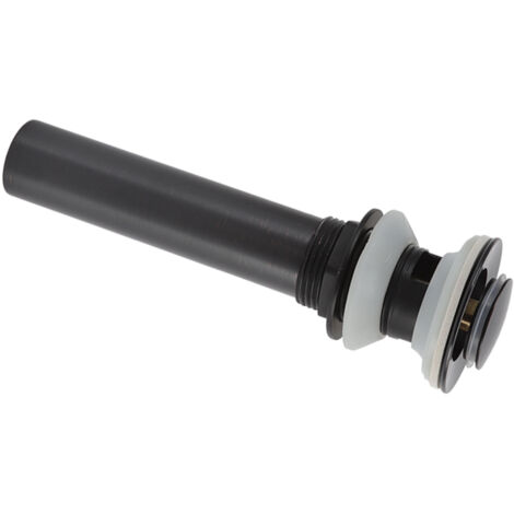 Pop-up-Waschbeckenüberlauf aus Messing und Edelstahl, 18,7 cm, schwarz, mit Anti-Verstopfungsfilter