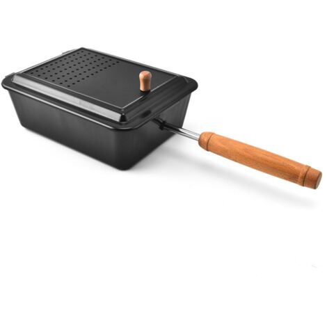 Popcorn Pop-corn en acier au carbone avec longue poignée en bois pour le camping et les foyers de jardin Marmite à popcorn créative — Ustensile de cuisine en fonte pour popcorn fait maison