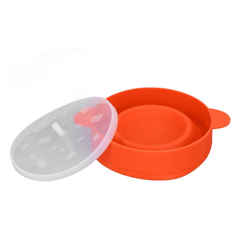 Popcornschüssel aus lebensmittelechtem Silikon, BPA-frei, zusammenfaltbar von -40 °C bis +230 °C, mit Deckel und Griff, ideal für die Mikrowelle (Orange)