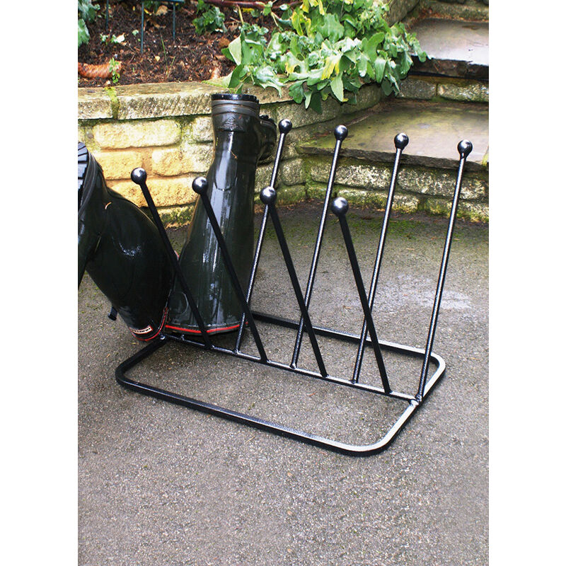 5 Pair Diagonal Boot Rack (Round) - Steel Wellie Stand - Steel - L35.6 x W53.3 x H45.7 cm - Black