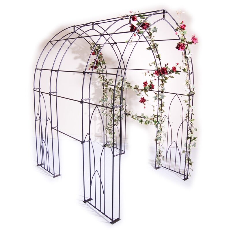 Gothic Tunnel (Inc Ground Spikes) Garden Archway - Solid Steel - L182.9 x W142.2 x H223.5 cm