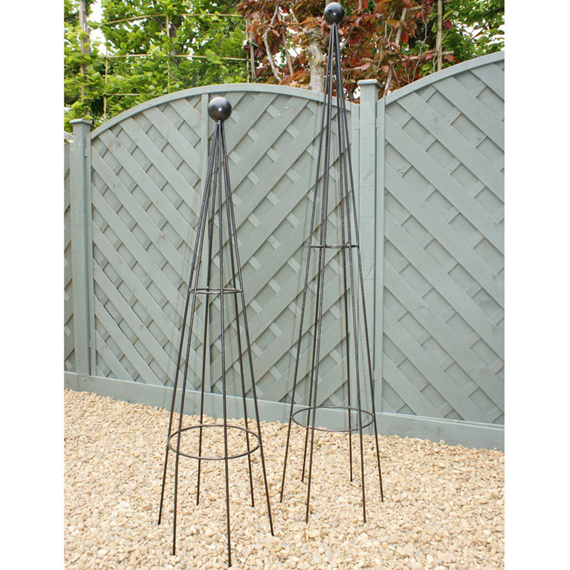 Hampton 6Ft Obelisk - Garden Plant Support - Solid Steel - L43.2 x W38 x H182.9 cm - Black