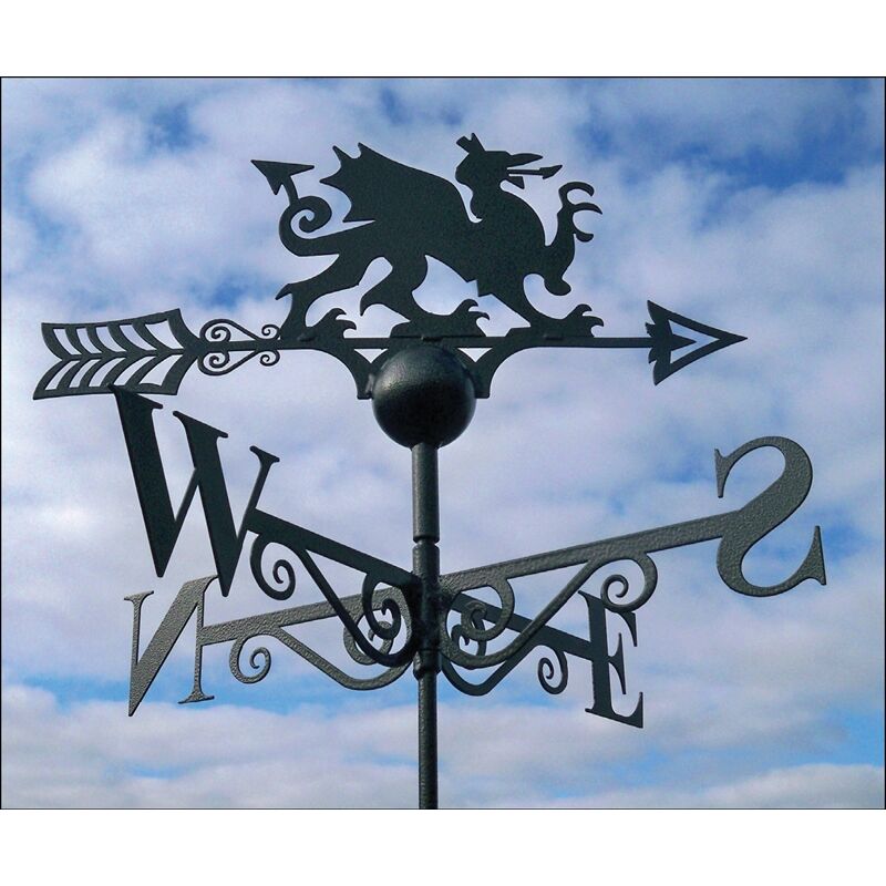 Welsh Dragon Weathervane - Solid Steel - W61 x H88 cm - Black