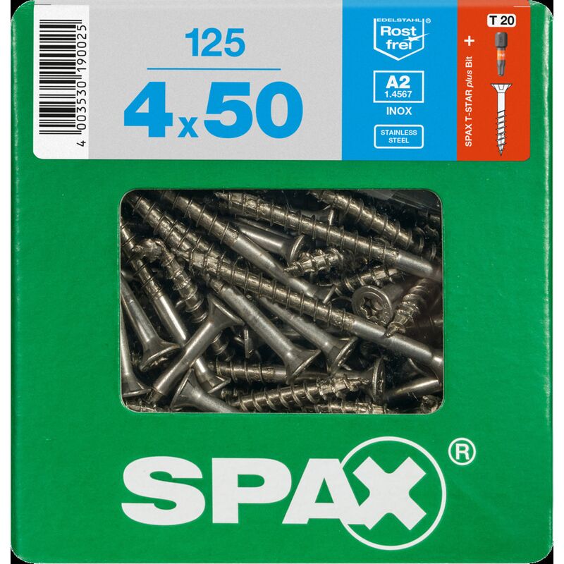

tornillos Spax T-A2 de la estrella Más Inox 50 x 4 mm - 125 pcs