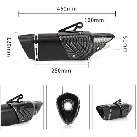 Poracer silenziatore tubo di scarico posteriore per Hónda Yamahá Suzuki Kawasaki BMẂ Aprilia sistema di scarico per motocicletta (nero 38-51)