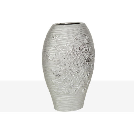 Porc-Vase. Silber 20x11x32cm